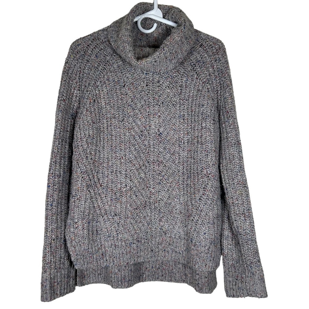 Madewell Colorfleck Ribbed Turtleneck Sweater Gray Wool Blend S